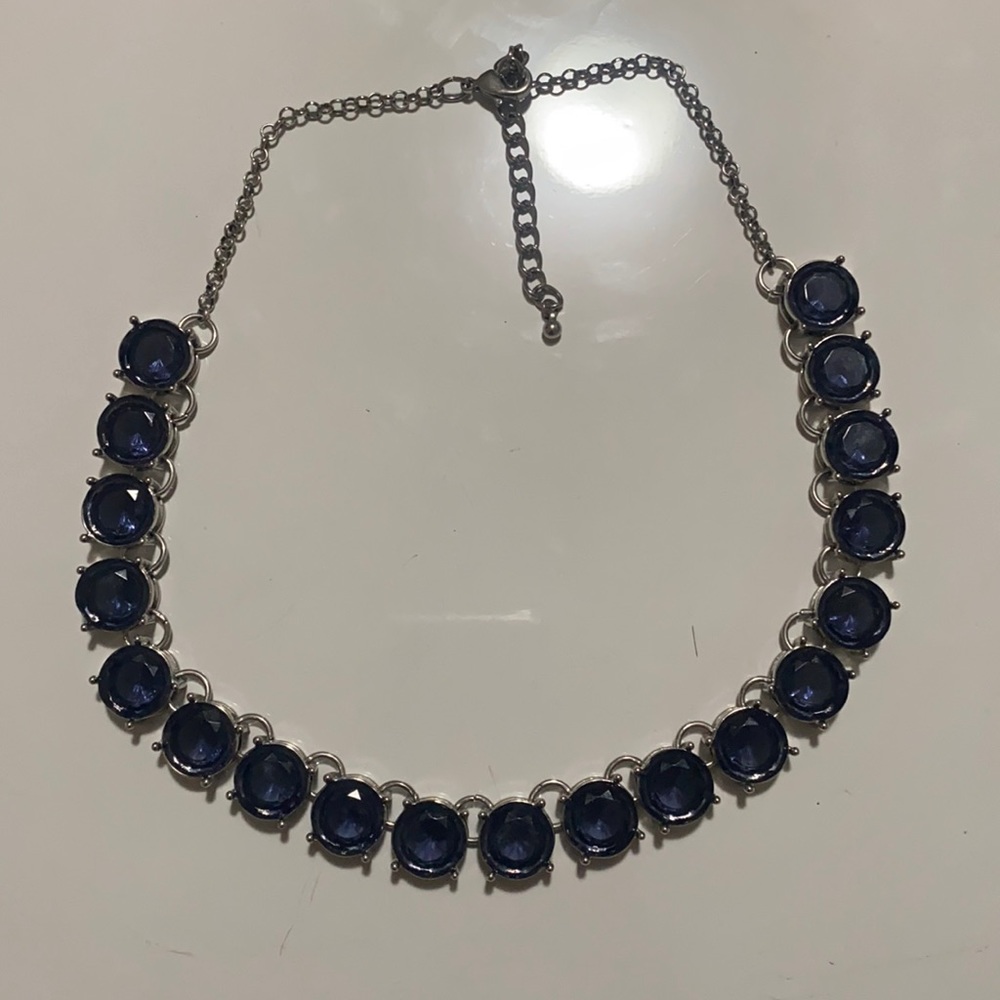 Silver and navy blue necklace!